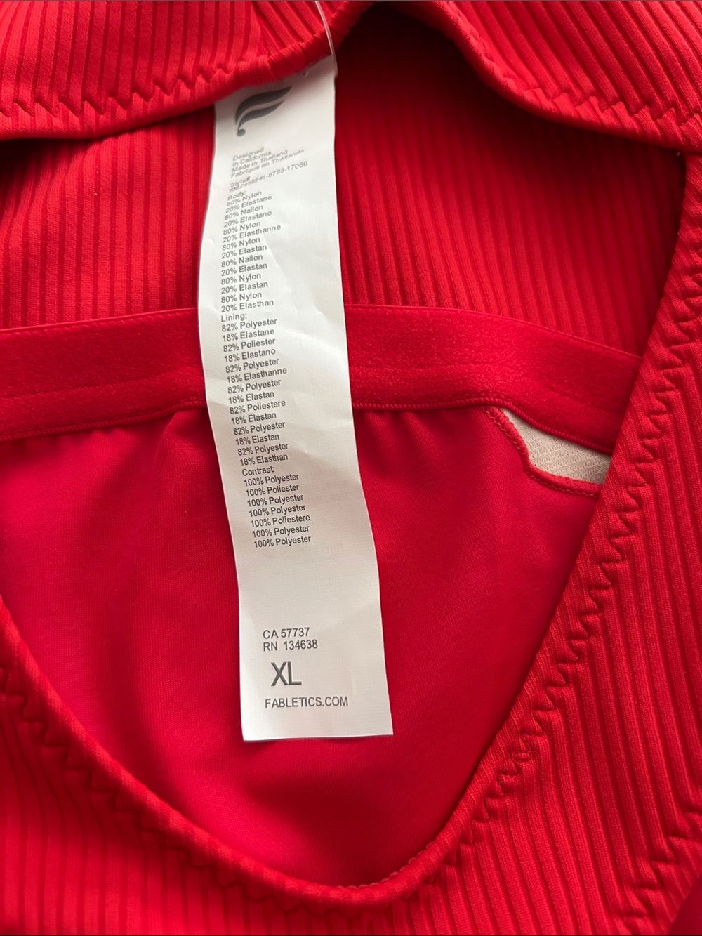 Fabletics Red Ribbed Racerback One-Piece - Picture 8 of 11